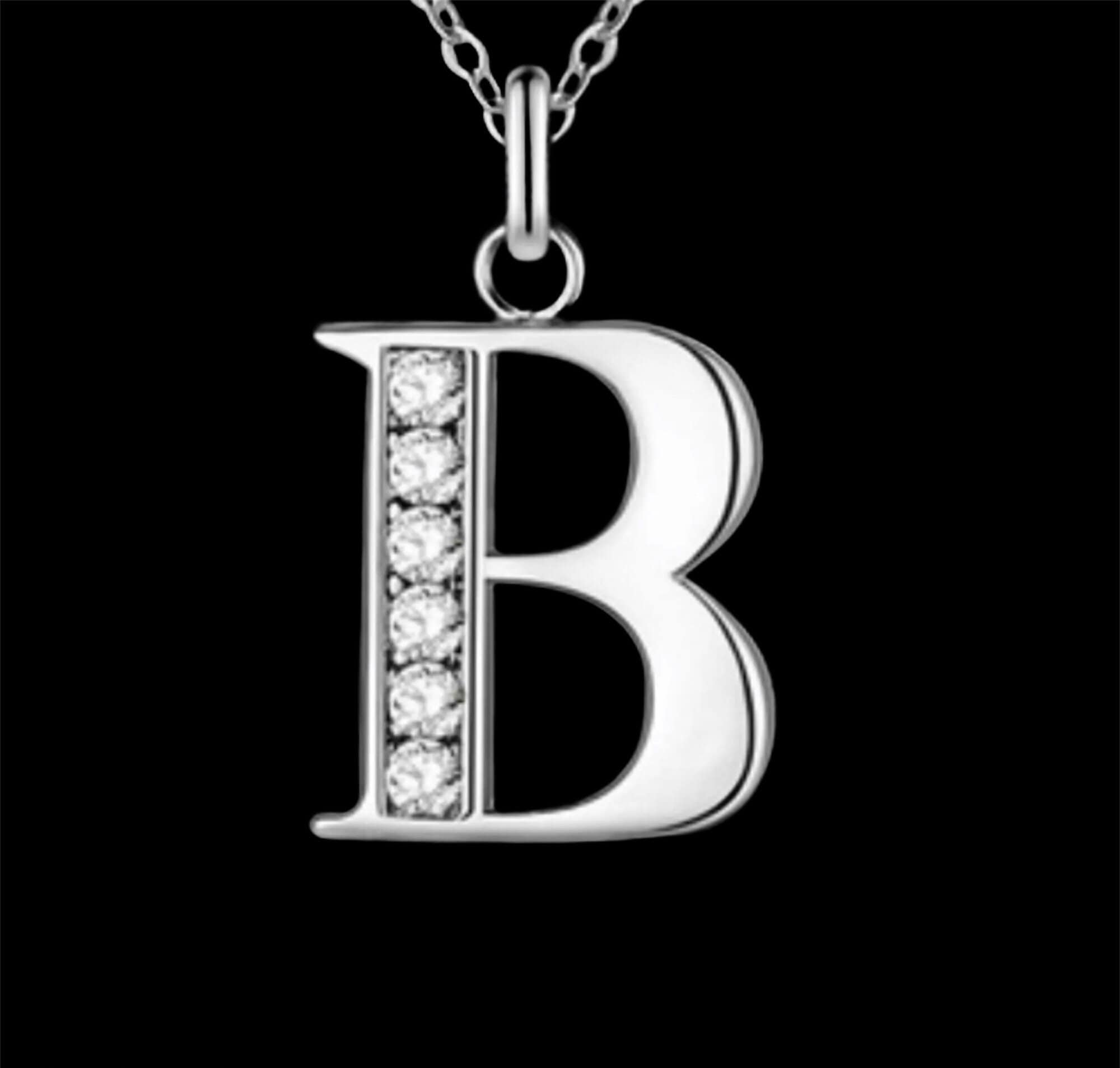 Sterling Silver Platd B Initial Necklace Letter B Necklace Etsy UK