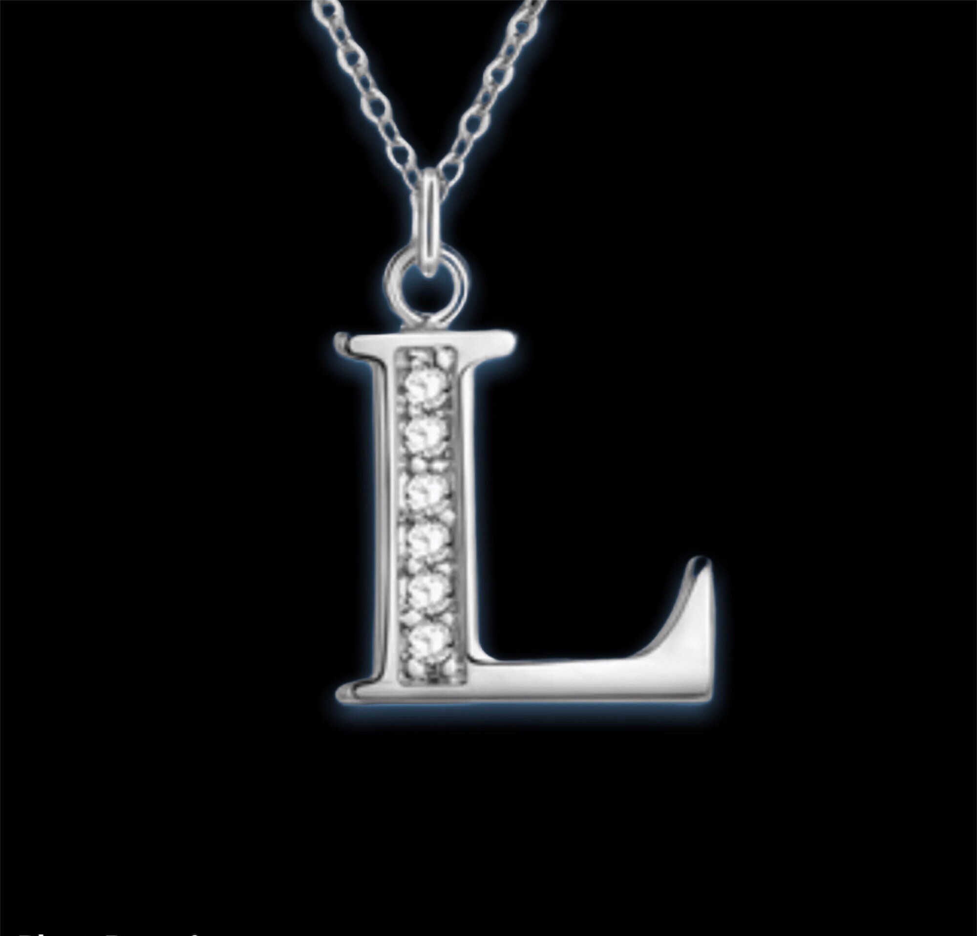 L necklace Sterling Sliver plated L initial necklace Letter Etsy Polska