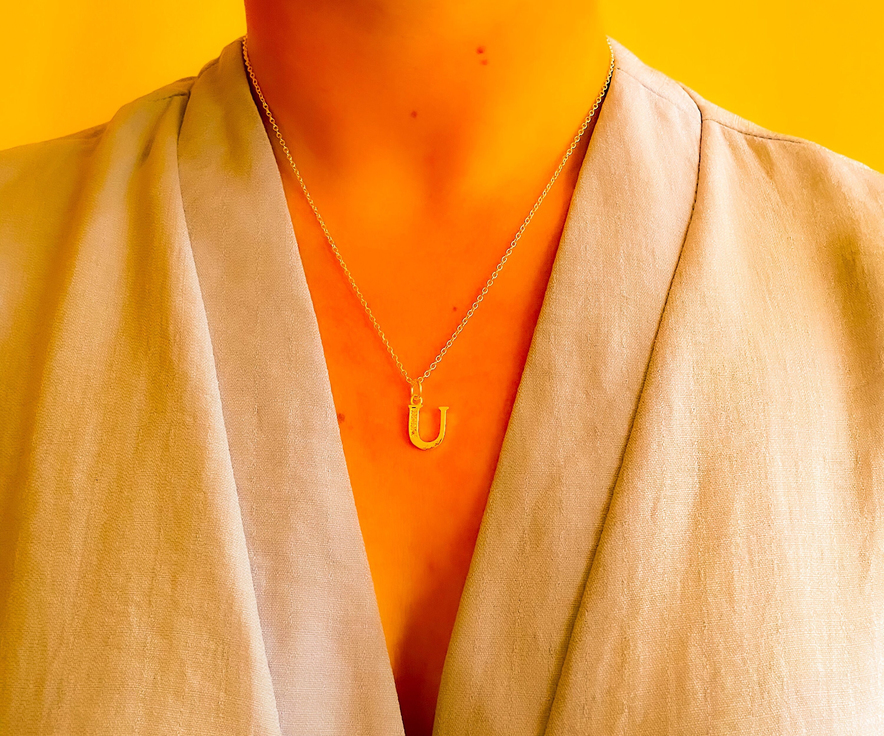 U Necklace/ Sterling Silver Plated U Letter Necklace/ Initial Etsy UK