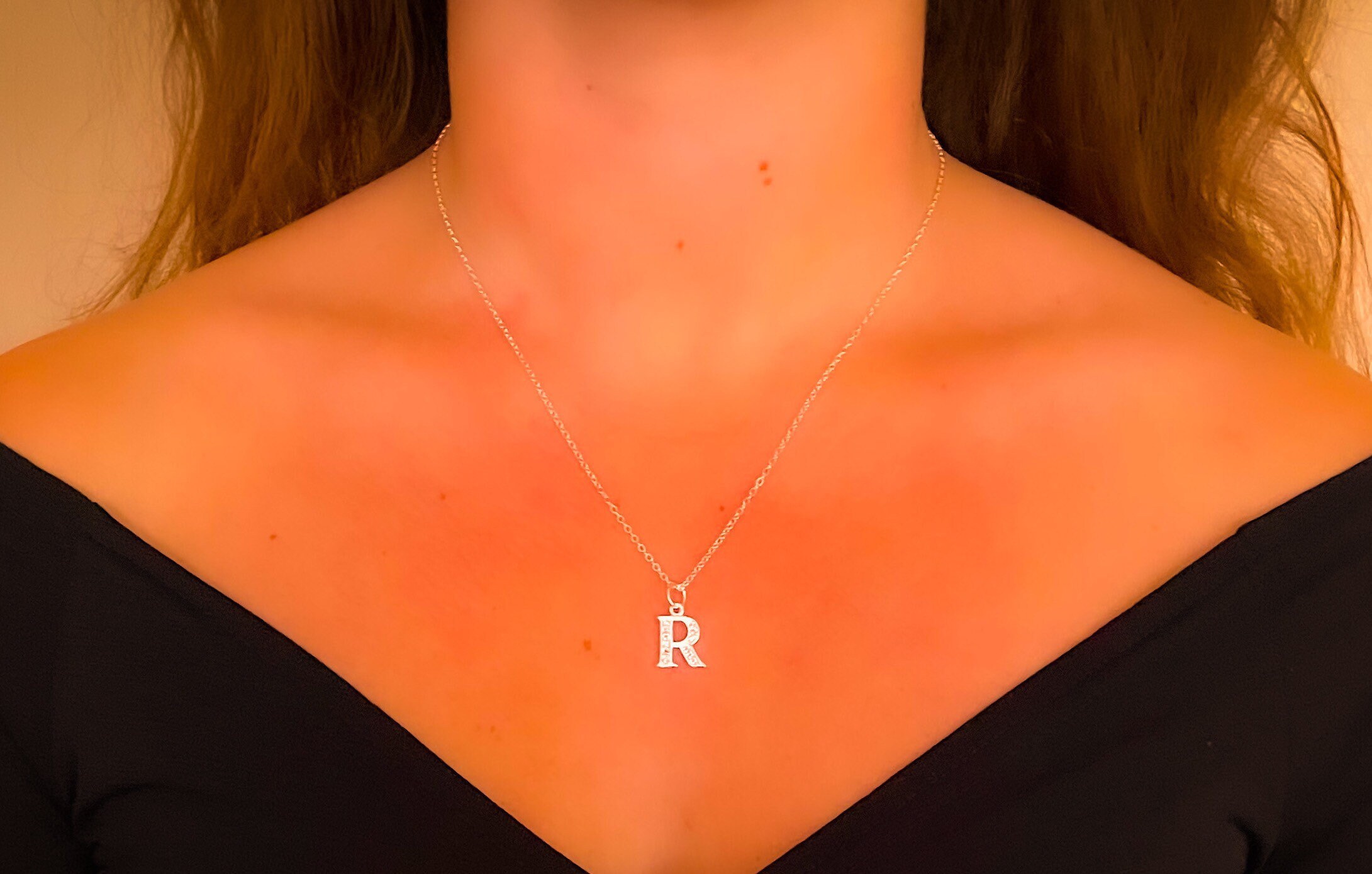 Sterling silver shop r necklace