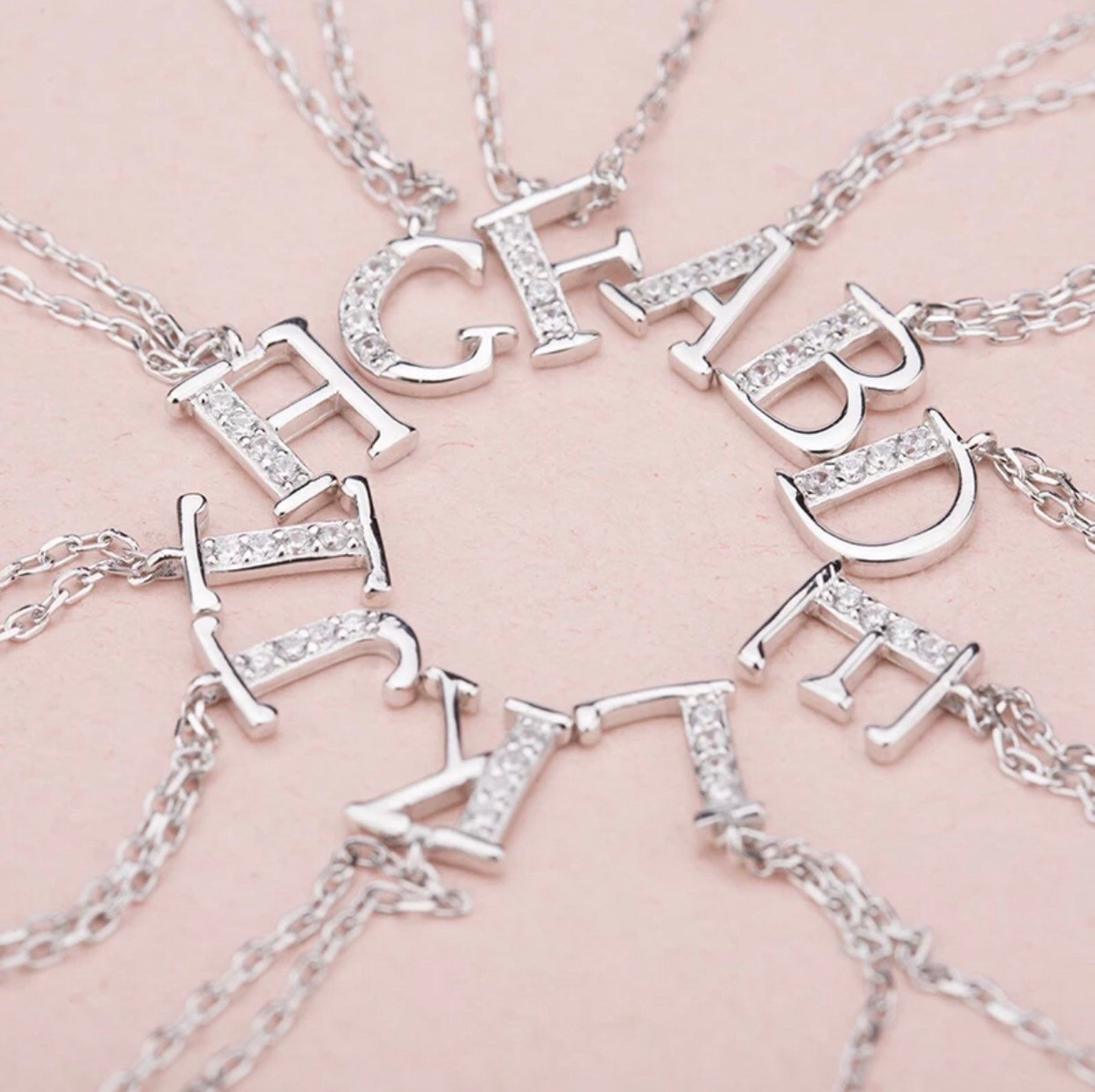 Sterling Silver Platd B Initial Necklace Letter B Necklace Etsy