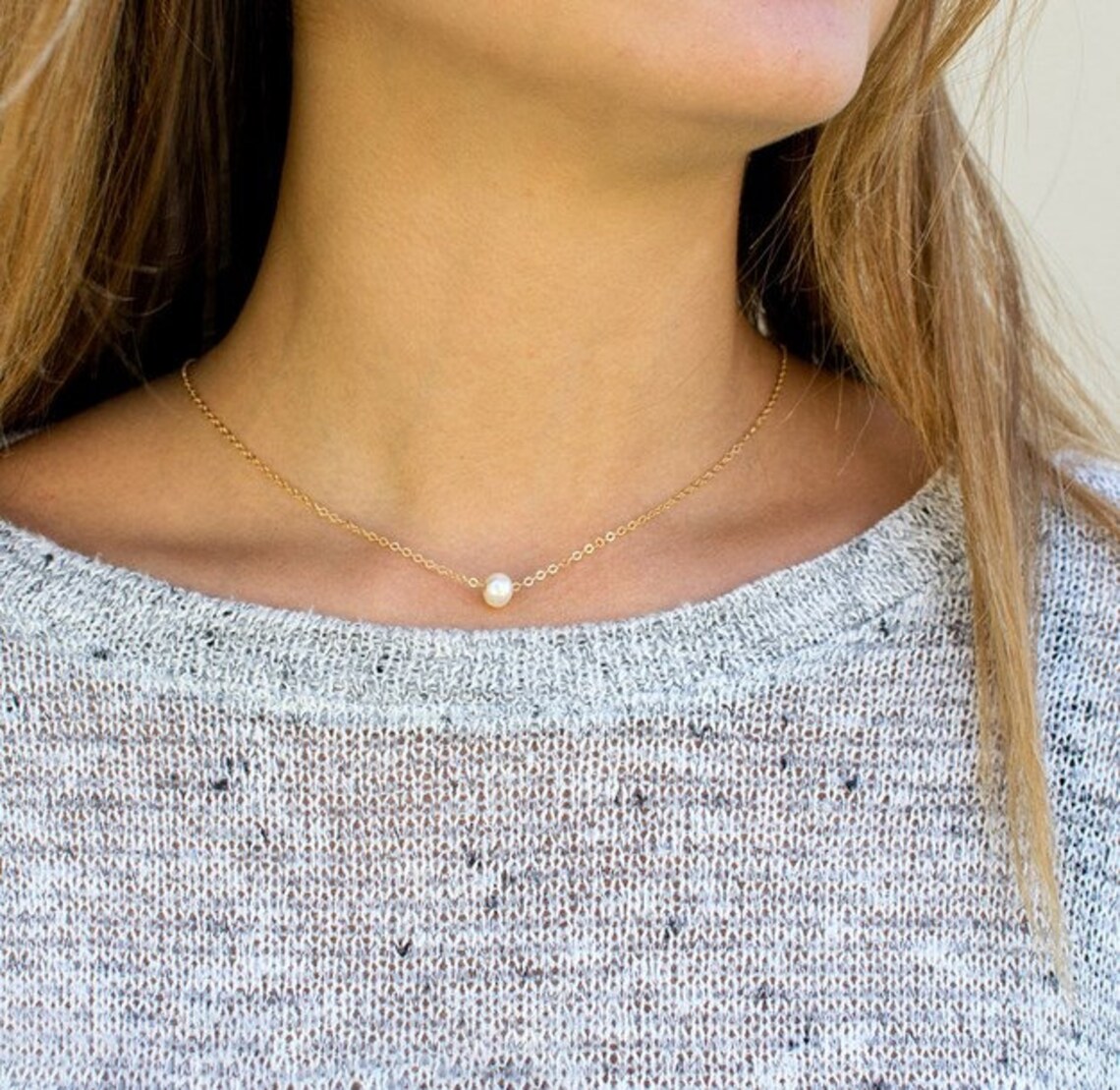 Pearl Necklace Bridesmaid Gift Simple Pearl Necklace For Etsy