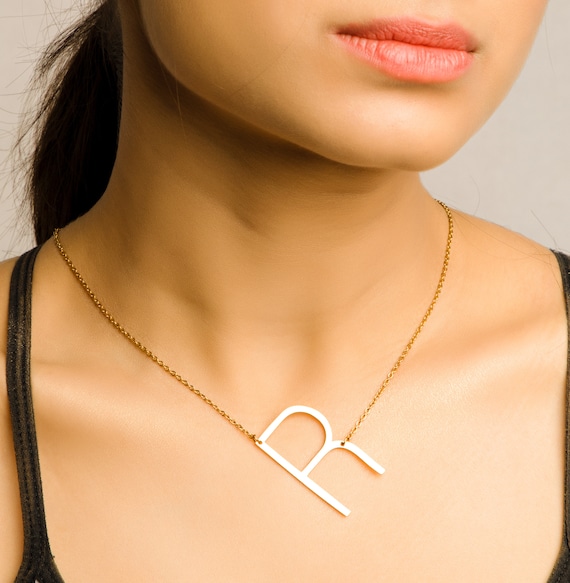 Gold big letter necklace best sale