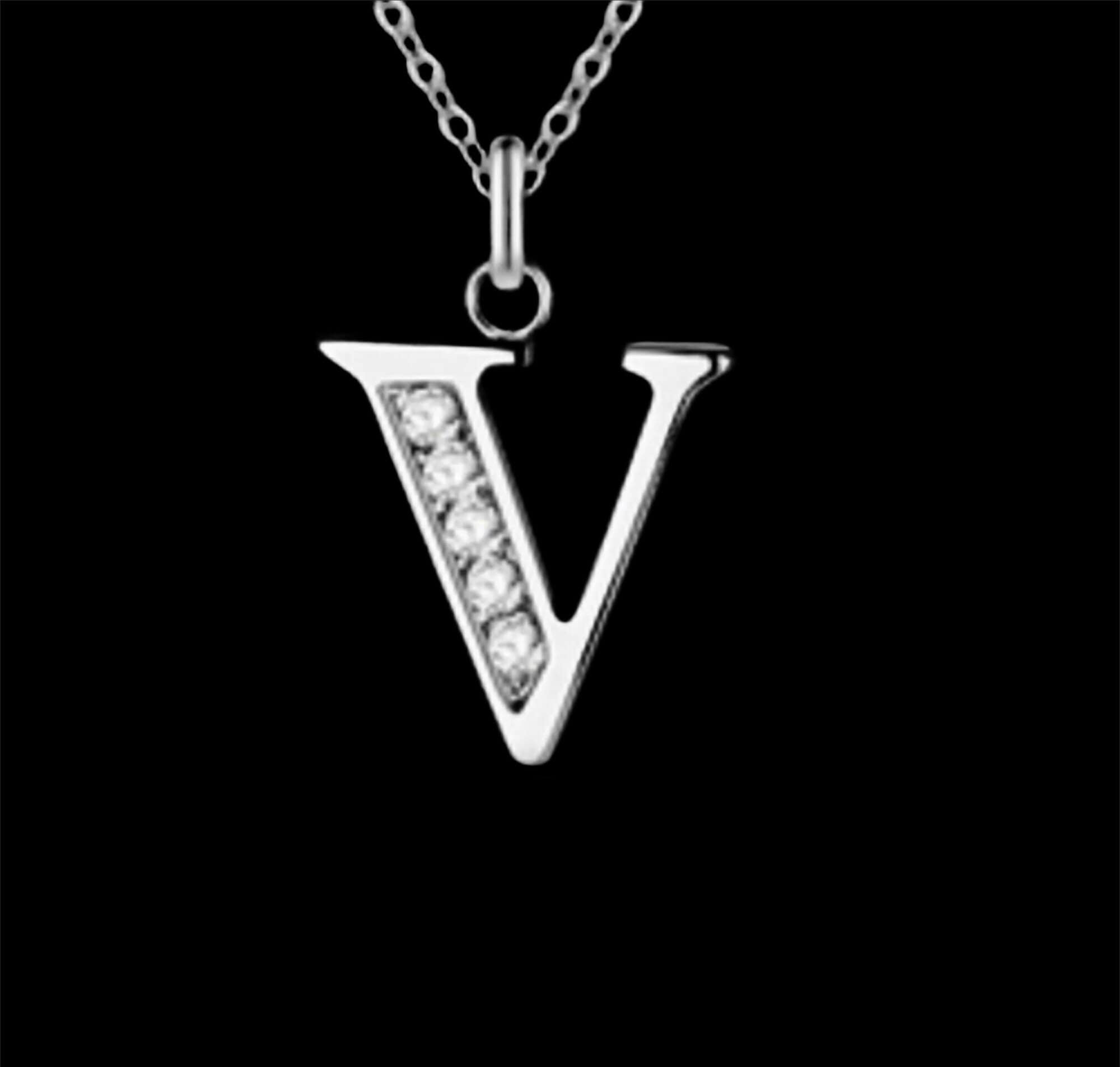 silver v necklace