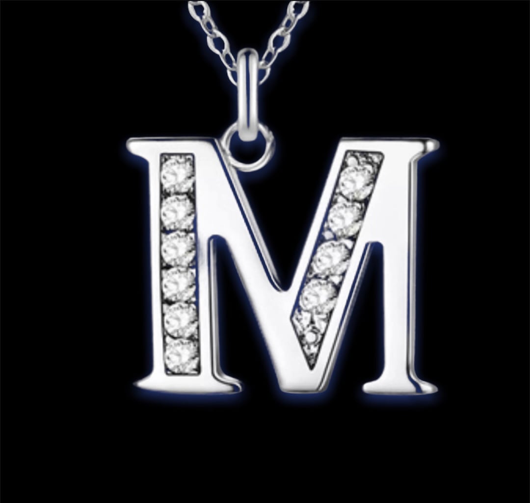 Personalize Letter M Necklace, Silver Jewelry, Tiny Letter Necklace