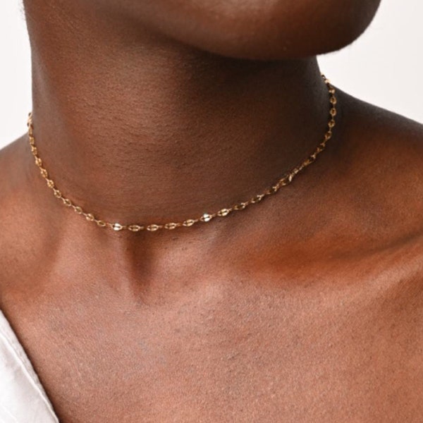 Delicate Chain/  Dainty 18K Chain Necklace/ Layering Necklace/ Simple Chain Necklace/  Choker Necklace/ Thin Chain/ Gold Layer Chain UK