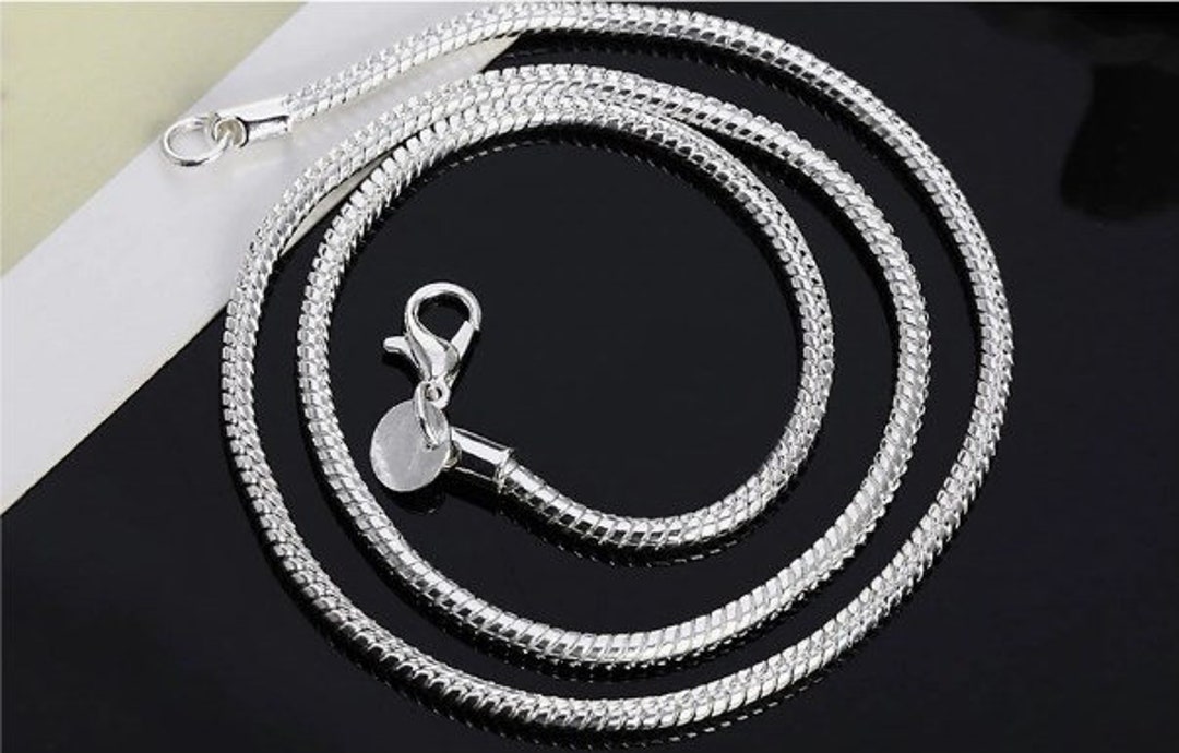 Chain - 3 mm Sterling Silver Large Snake-Style chain - 16 inches