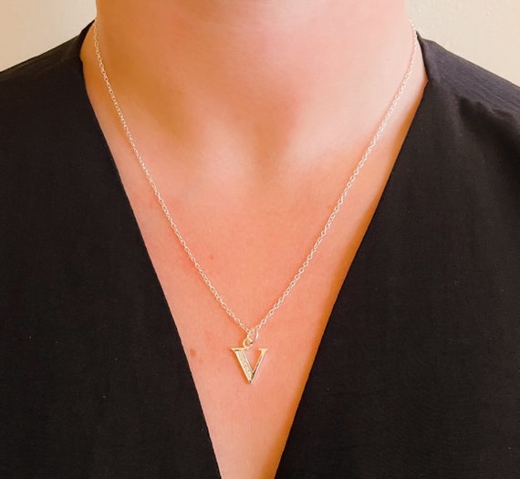 V Necklace/sterling Sliver Plated Necklace/ Dainty V Necklace/ 