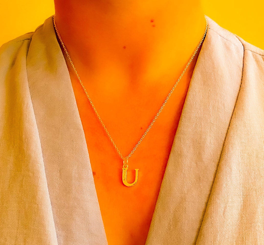 U Necklace/ Sterling Silver Plated U Letter Necklace/ Initial Etsy UK