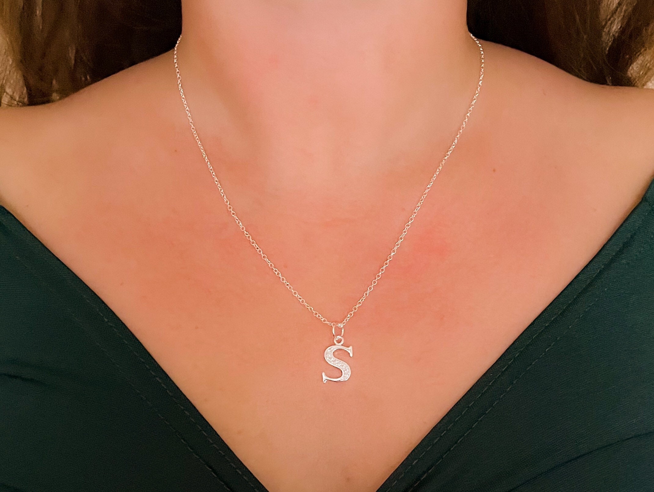 S Letter Necklace/ S Initial Chain Necklace/ Personalized 