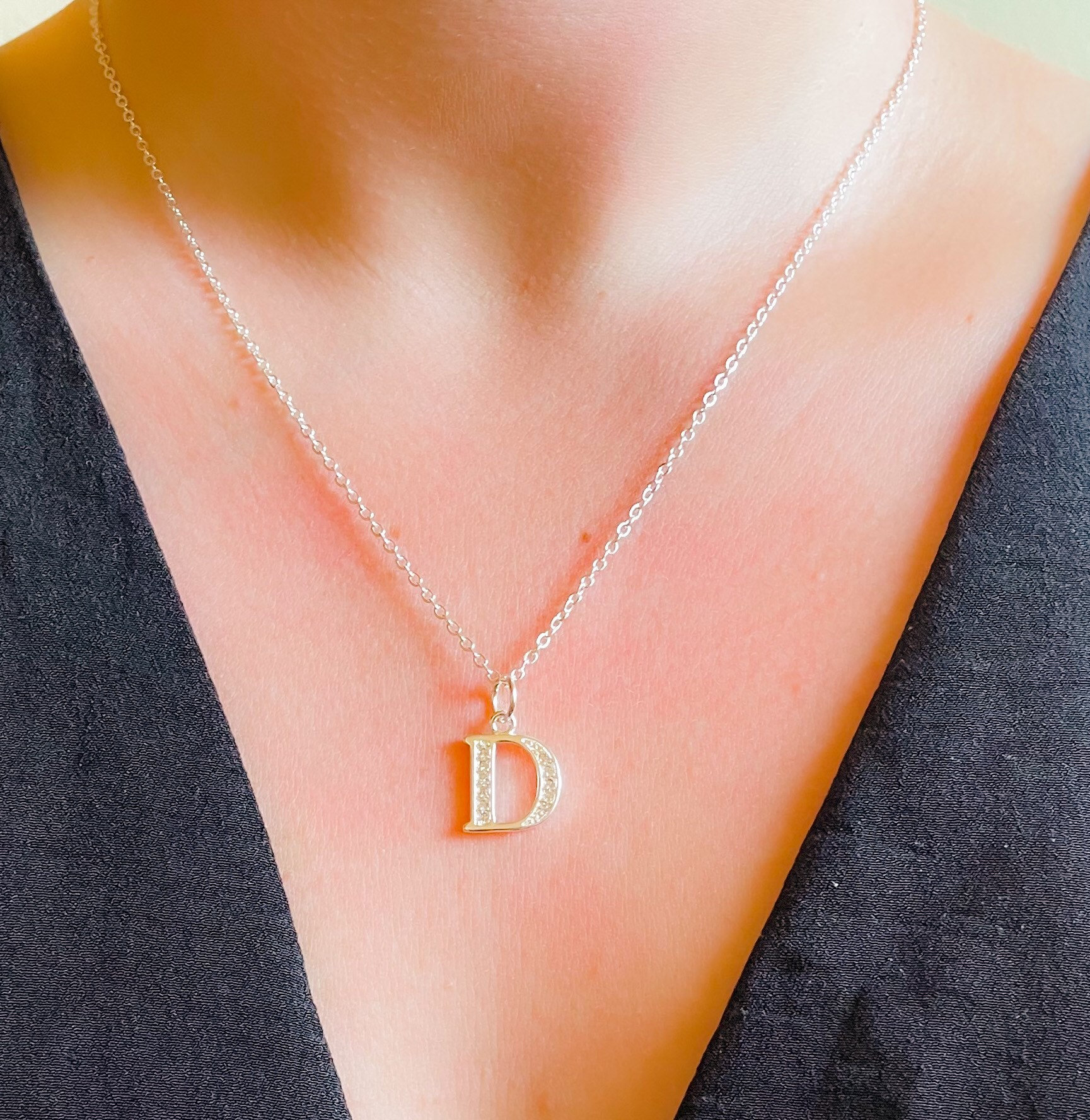 D” initial heart silver heart necklace – Con Amor By Jazmine Guadalupe