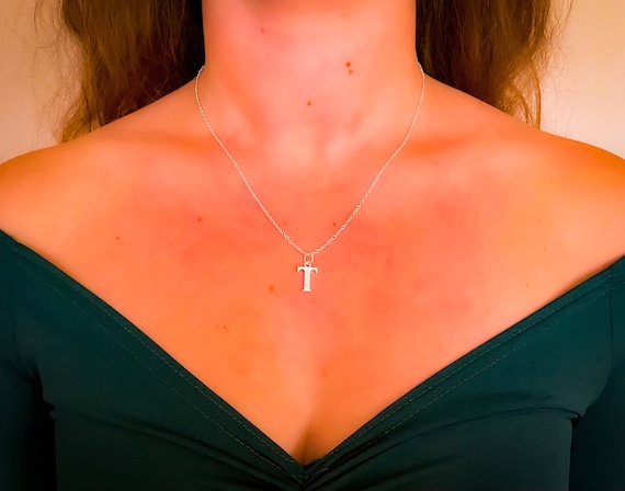 Letter T Necklace Personalised Initial T Necklace Jewelry T