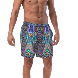 Trippy Northern Lights Men's swim trunks | Psychedelic Art Swim Trunks | Rave and Festival Shorts | Beach Outfit