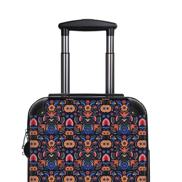 Mexican tile Suitcase, Folk Art Luggage, Unique Luxury Art Vacation Rolling Bag