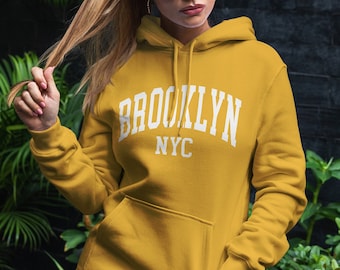 Brooklyn Varsity Hoodie Fleece Sweatshirt, Unisex NYC College Gifts, University Theme Clothing