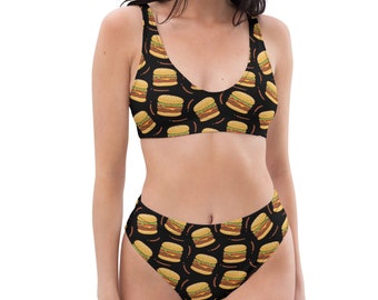 Fun Burger Recycled high-waisted bikini, eco trendy swimwear