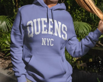 Queens Varsity Crewneck Sweatshirt, Unisex NYC College Gifts, University Theme Clothing