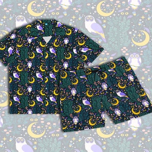 Celestial Owls Men&#39;s Hawaiian Shirt, Trippy Aloha Shirt, Button down vacation shirt
