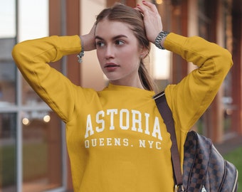 Astoria Varsity Crewneck Sweatshirt, Unisex Heavy Blend crewneck, New York City Gifts, NYC Queens