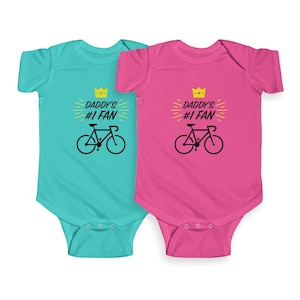 Daddy&#39;s #1 Cycling Fan, Cycling Gift Bodysuit, Bicycle Baby Clothes, Strava Lovers Gift