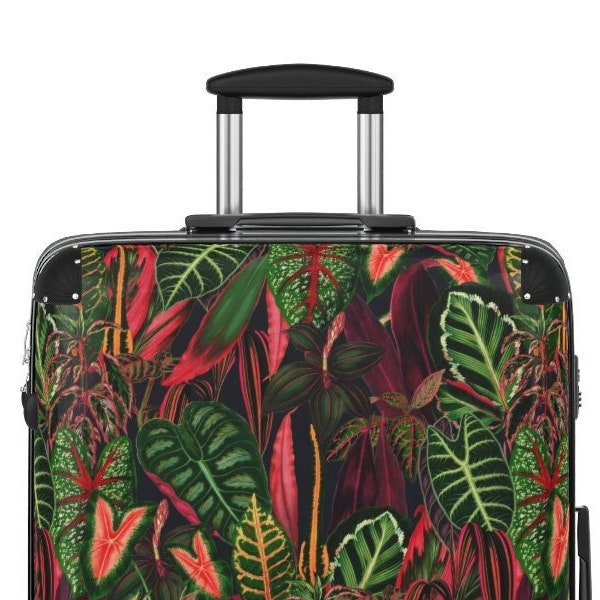 Tropical Jungle Plant Lovers Suitcases, Original Psychedelic Art Carry on Luggage, Rolling Festival Bag