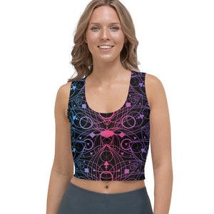 Trippy Psychedelic Crop Top, Fitted Tank Top
