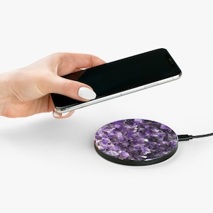 Amethyst Crystal Wireless Charger, Fast Charging Pad for Apple iPhone and Android, Wireless Charging Station Tech Gift