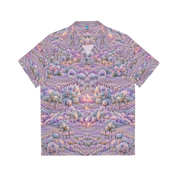 Trippy Men's Hawaiian Shirt, Psychedelic art sunset Festival beach Shirt, Unique outfit ideas, one of a kind hippy style