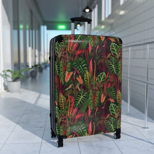 Tropical Jungle Plant Lovers Suitcases, Original Psychedelic Art Carry on Luggage, Rolling Festival Bag image 2