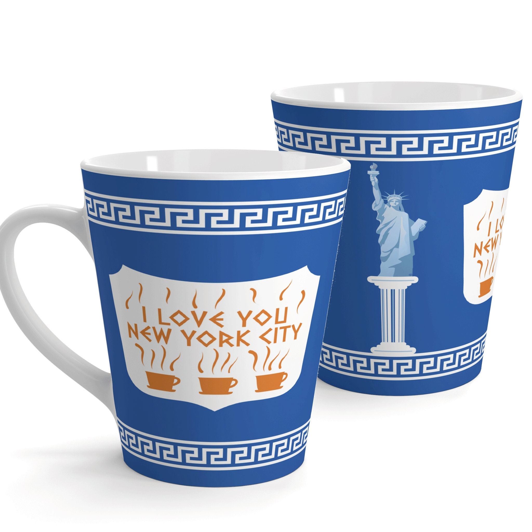 We Are Happy To Serve You Ceramic Cup 8oz Greek Motifs by Sweetheart Cup  Company