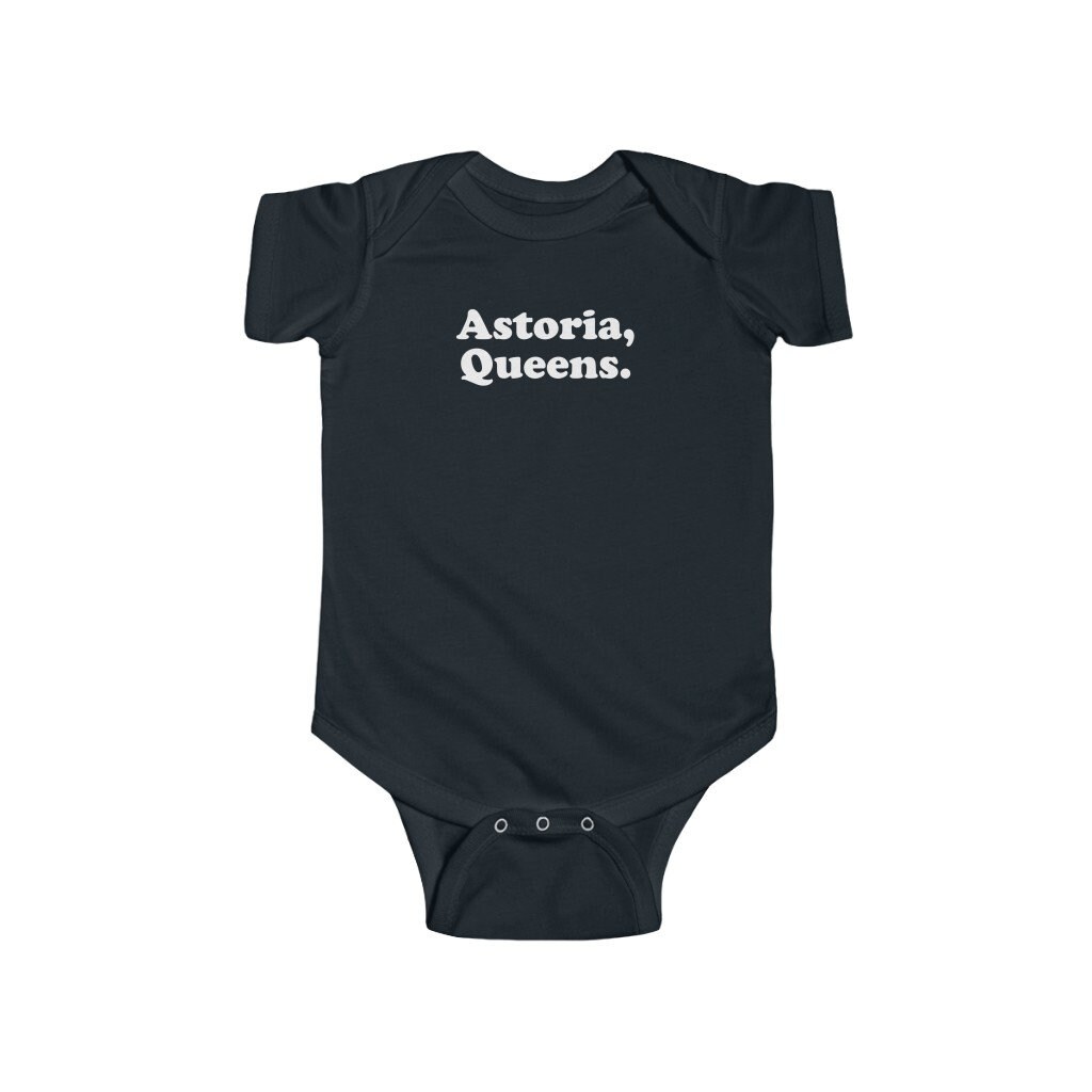 Astoria Queens New York NYC Minimal Baby Bodysuit, Cute Infant Fine Cotton Bodysuit