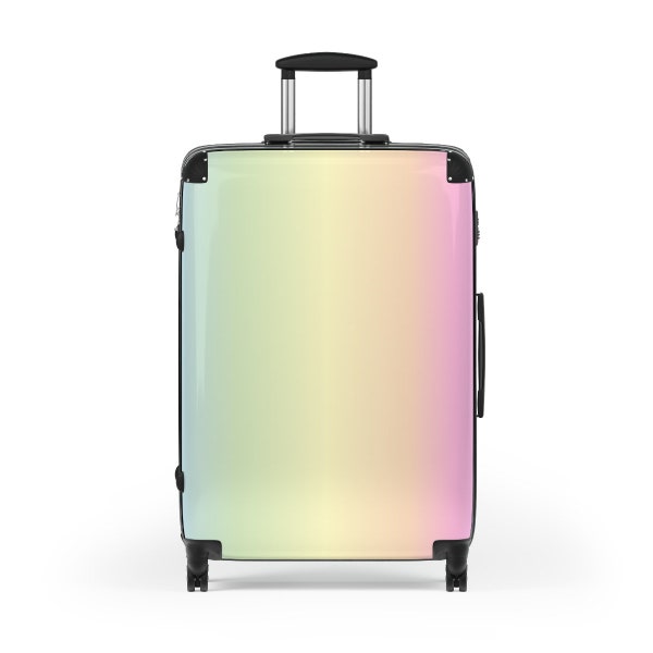 Soft Pastel Rainbow Cabin Luggage, Cute Design, Trendy Travel Carry on Suitcase, Rainbow Gradient Aesthetic