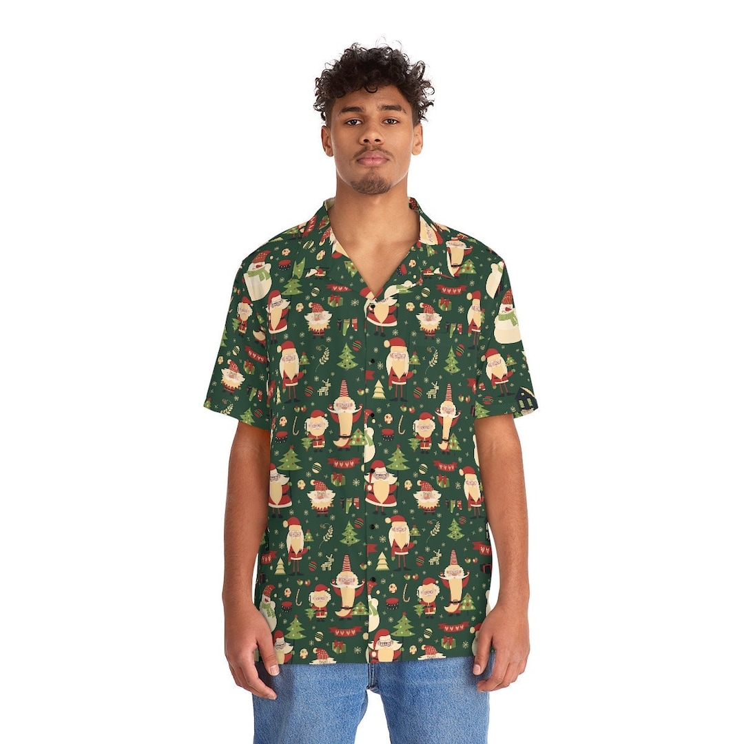 Christmas Men's Hawaiian Shirt, Santa Funny Christmas Button up Shirt Etsy