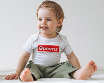 Queens NYC Baby Bodysuit, Cute Infant Fine Jersey Romper Typography