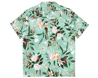 Gardenia Flowers Men's Hawaiian Shirt | Funky Festival Shirt | Summer Beach Top
