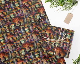 Mushroom Wrapping Paper, Trippy art decor, Cute Gift Wrap Paper, Psychedelic Art Christmas Decor Wrapping Paper Roll