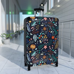 花柄フォークアートバケーションスーツケース、冬用機内持ち込み手荷物、ローリングフェスティバルバッグ