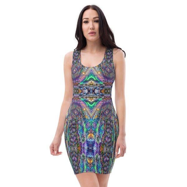 Trippy Rave and Festival Dress | Original Psychedelic Art | Summer Dress Bodycon
