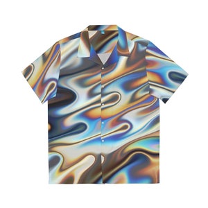 Chrome Mens Men&#39;s Hawaiian Shirt | Funky Festival Beach Shirt | Summer Shirt