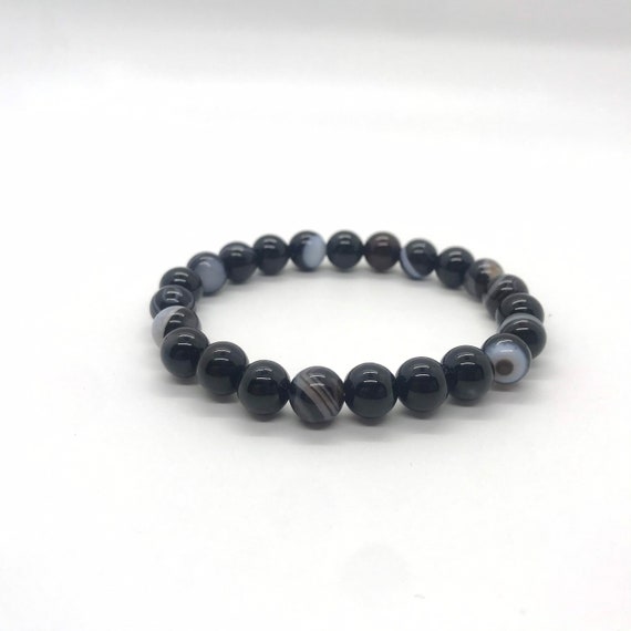 Black banded agate bracelet deals