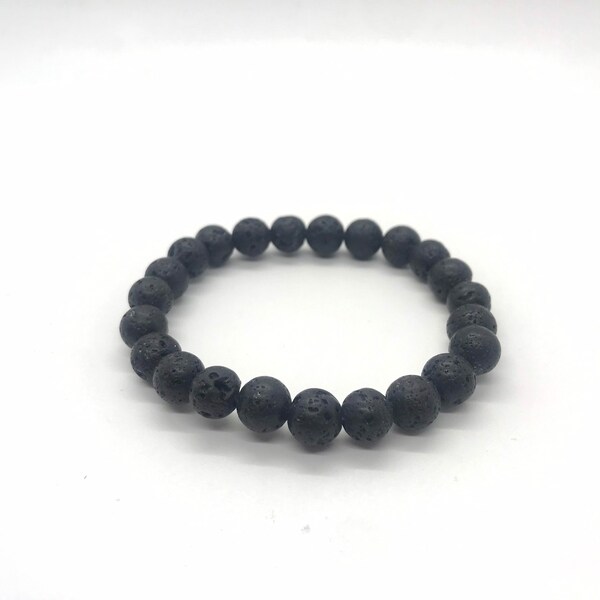 Natural Black Lava Stone Stretch Bracelets, Essential Oil Diffuser Armband, Volcano Rock Aromatherapy Accessory, Gift for Her Him Them