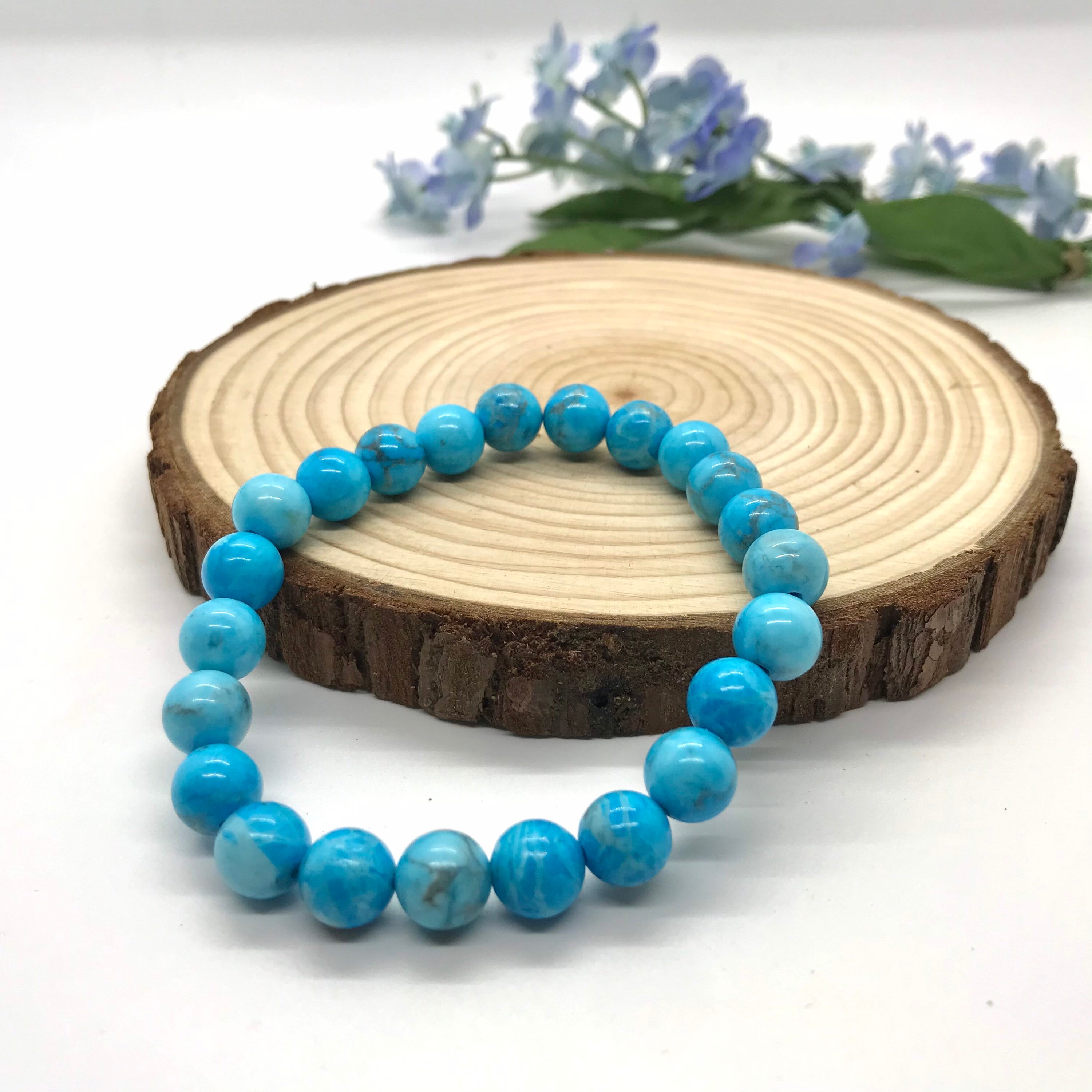 Stretch Bracelet  8mm Beads (Turquoise Howlite - Blue) – Cherry