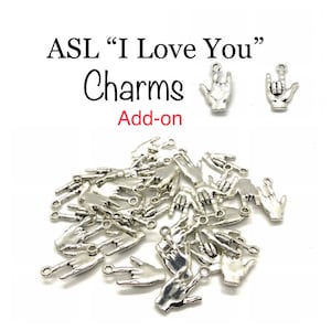 Add On Sign Language “I Love You” Charms, Small Silver Alloy ASL ILY Accessories, Add onto any Bracelet or Necklace from GemstoneJewelrybyAL