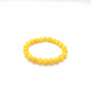 Natural Bright Yellow Jade Beaded Stretch Bracelets, 8mm Genuine Yellow Gemstone Stackable Armband, Unique Gift for Her Him Mom Sister Them