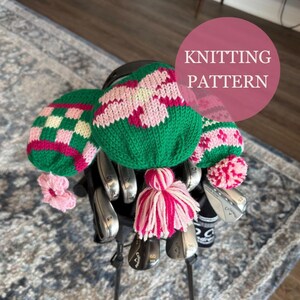 The Azalea Knit Golf Headcovers - Knitting Pattern (Hybrid, Fairway Wood, Driver)
