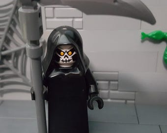 Custom Grim Reaper Minifigure for Halloween Mocs, Haunted House, Scary, Etc