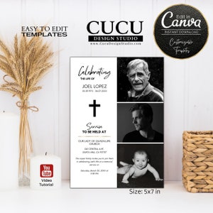 Funeral Announcement Card | Sympathy Card | Funeral Invitation | In Loving Memory Funeral Template | Celebration of Life | FAC119_Eng