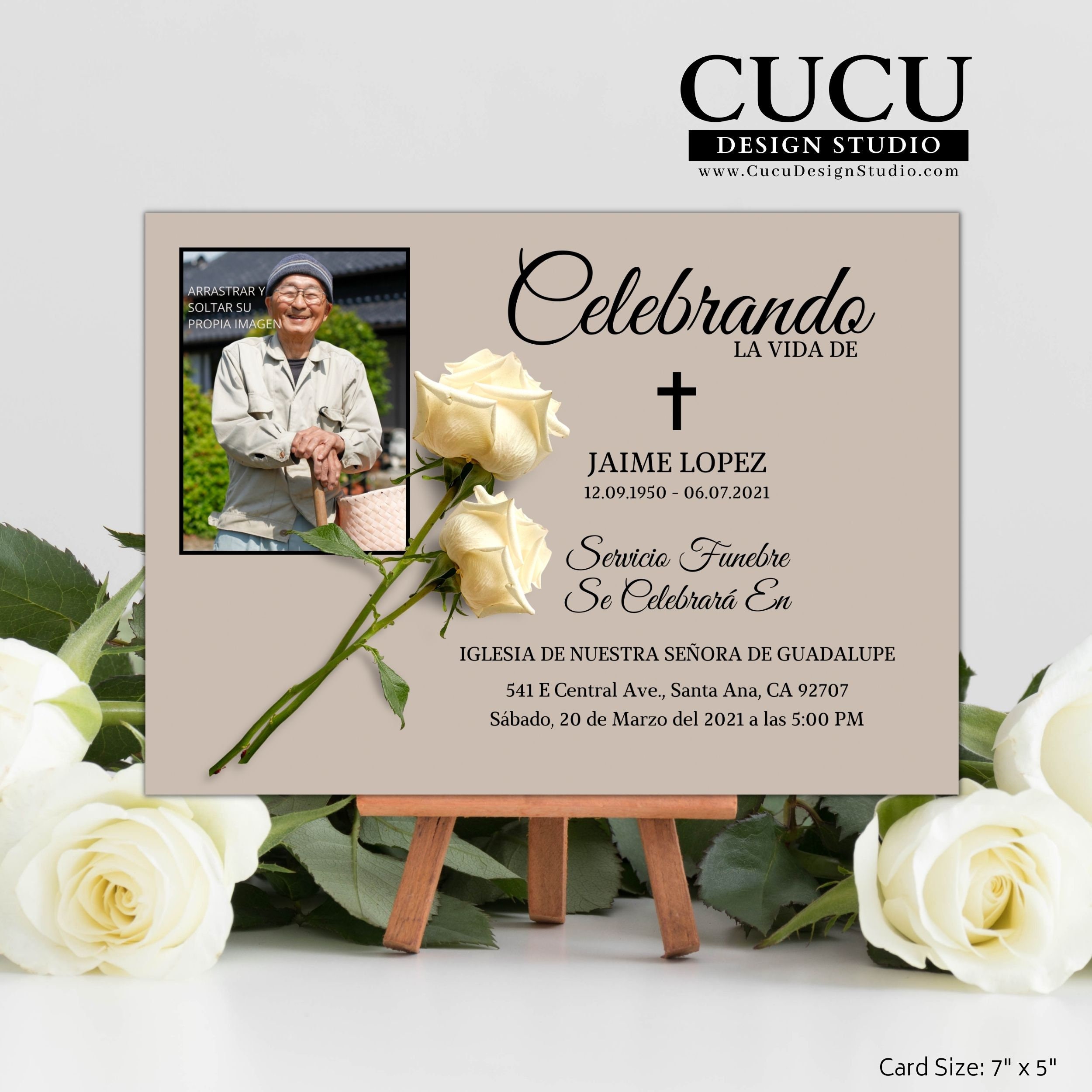 Spanish Funeral Invite Card Spanish in Loving Memory Invite Spanish Celebration of Life Canva