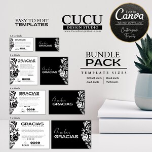 Plantilla gracias por su compra para negocios con estilo minimalista, fácil de editar en Canva, perfecta para branding y mejorar la experiencia del cliente en cada pedido / Thank you for your purchase card template for businesses with minimalist style, easy to edit in Canva, perfect for branding and enhancing customer experience with every order