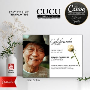 Faire-part de funérailles espagnole | Faire-part funéraire | Cartes funéraires | À la douce mémoire | Célébration de la vie | carte de sympathie | FAC122_Spa